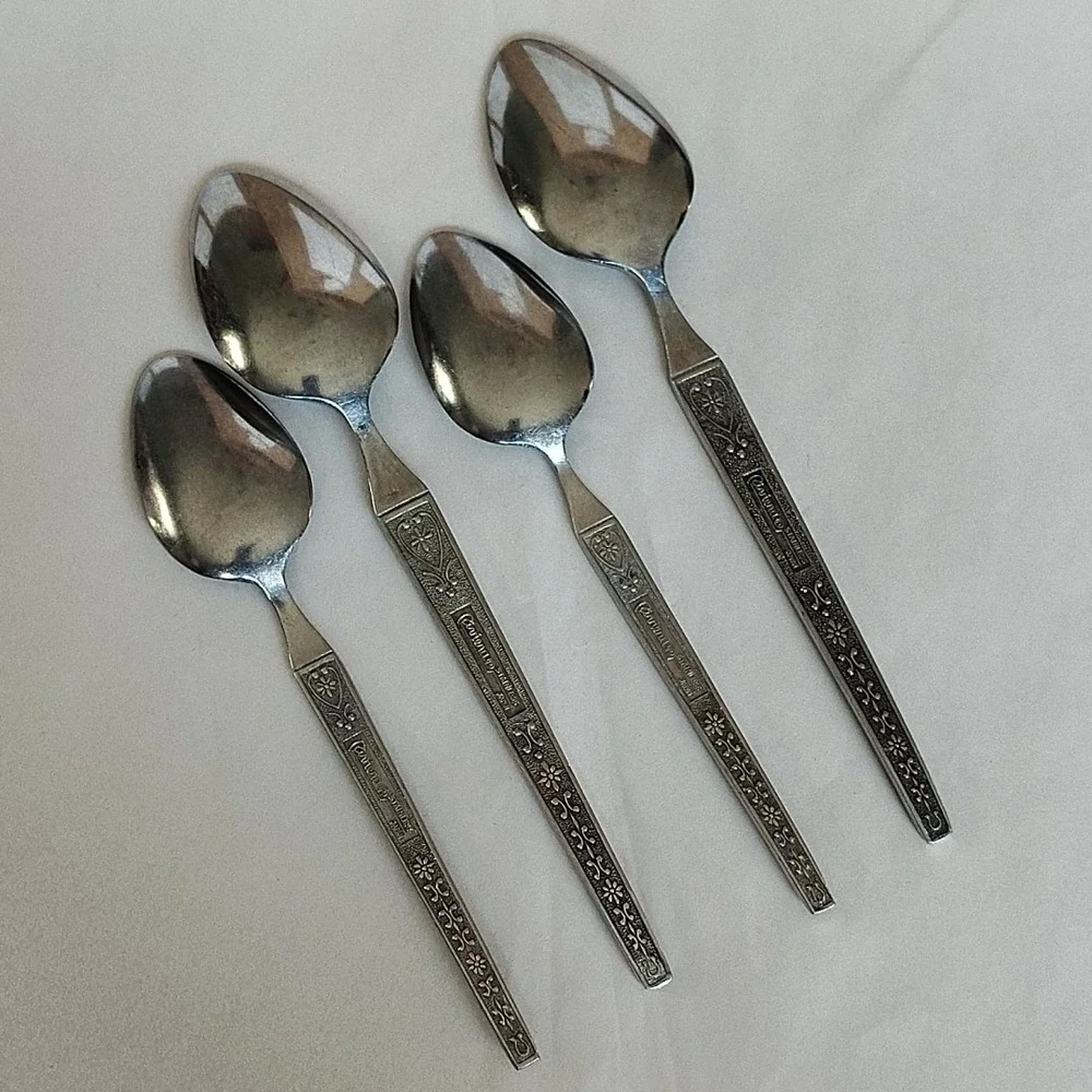 RIVIERA Cordova Stainless Flatware 4 Spoons Floral Filigree Tablespoon Teaspoon